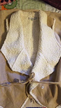 Papaya faux sherpa/fur warm vest