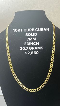 10KT CURB CUBAN 7MM 26INCH