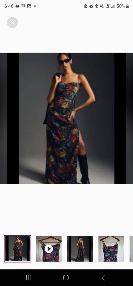 Anthropologie Hutch Calla Cowl Neck Pleated Maxi Dress Size 00P
