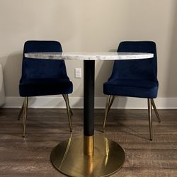 Marble Dining Table & Velvet Dining Chairs