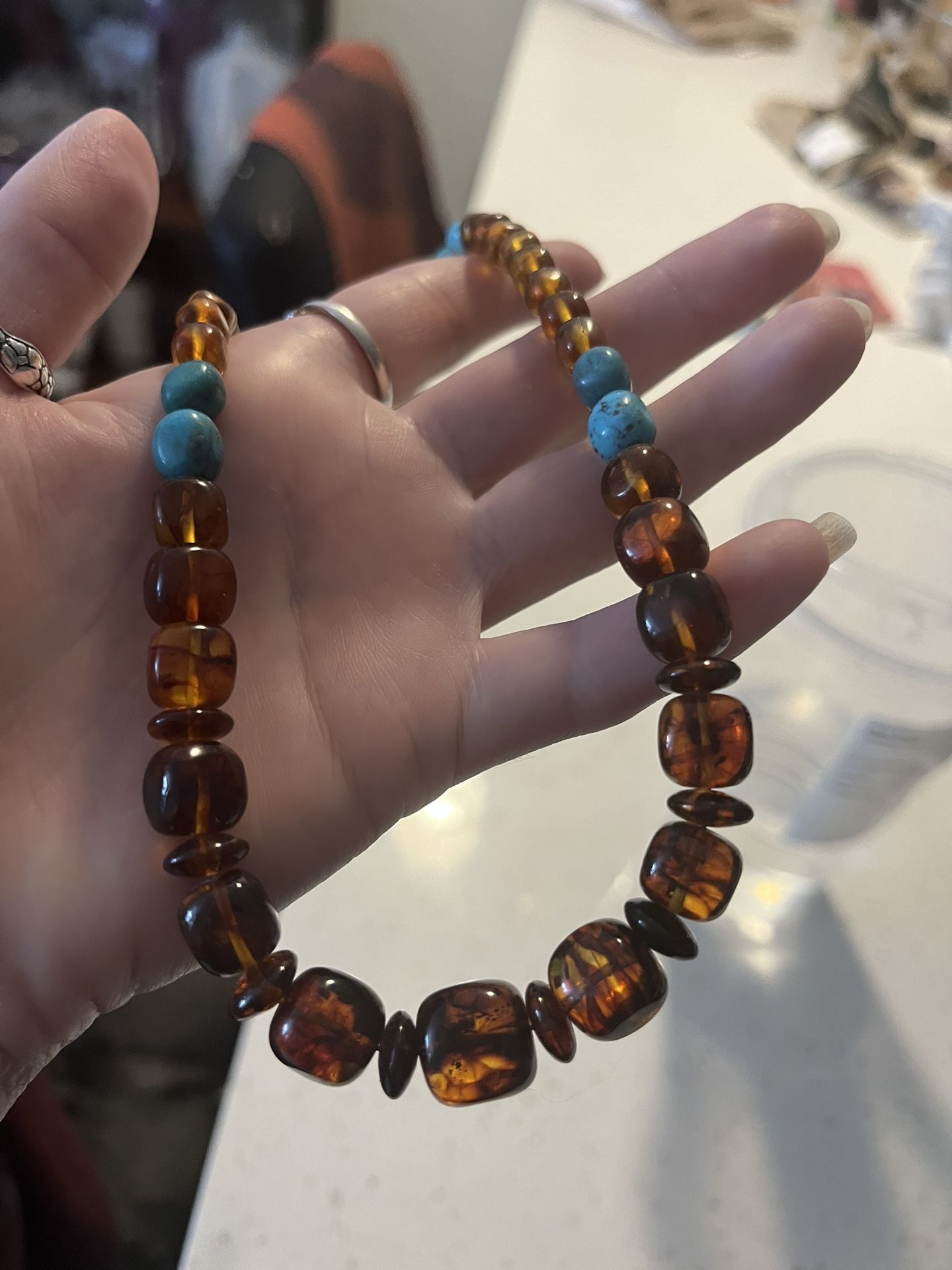 Amber And Turquoise Necklace 
