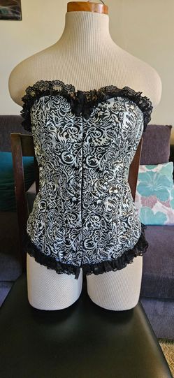Black and White Floral Corset Top Size S and M