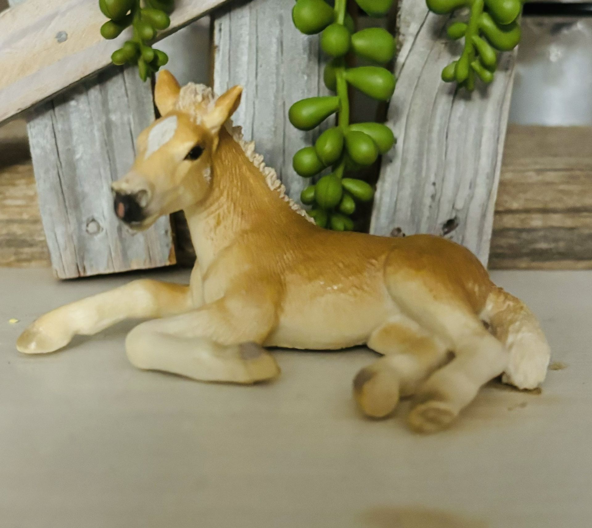 Schleich 2005 RETIRED Potra Haflinger Laying Foal