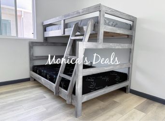 Solid Wood Twin/Full Bunk Bed With Both Memory Foam Mattresses $640