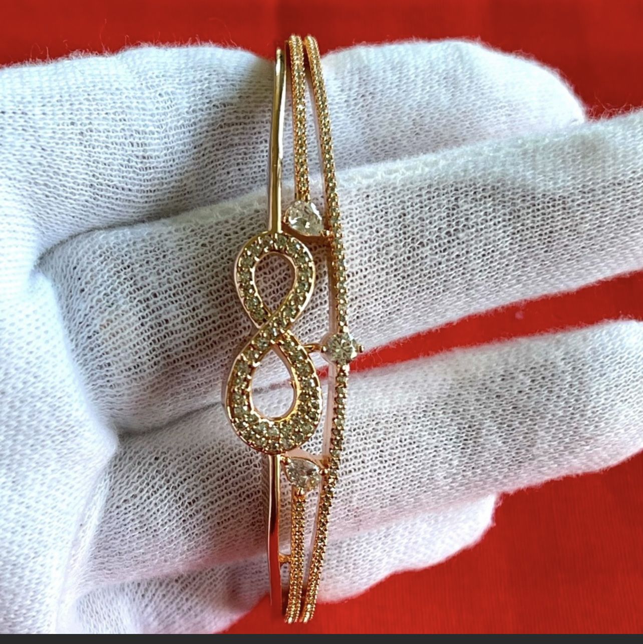 14k Gold Plated Infinity Cuff Bracelet 