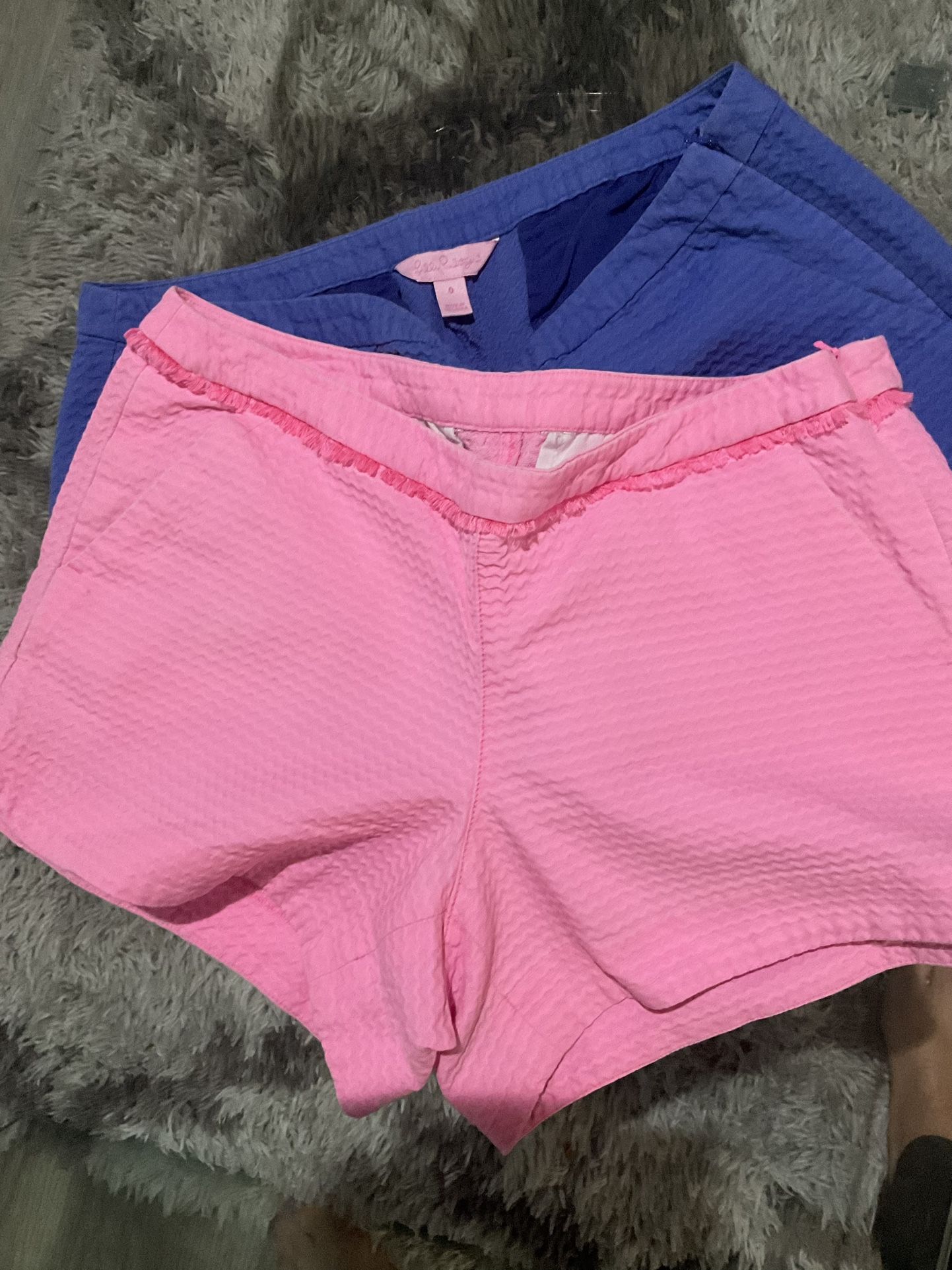 Lilly Pulitzer Adie Shorts Waffle Texture Solid Iris Blue
