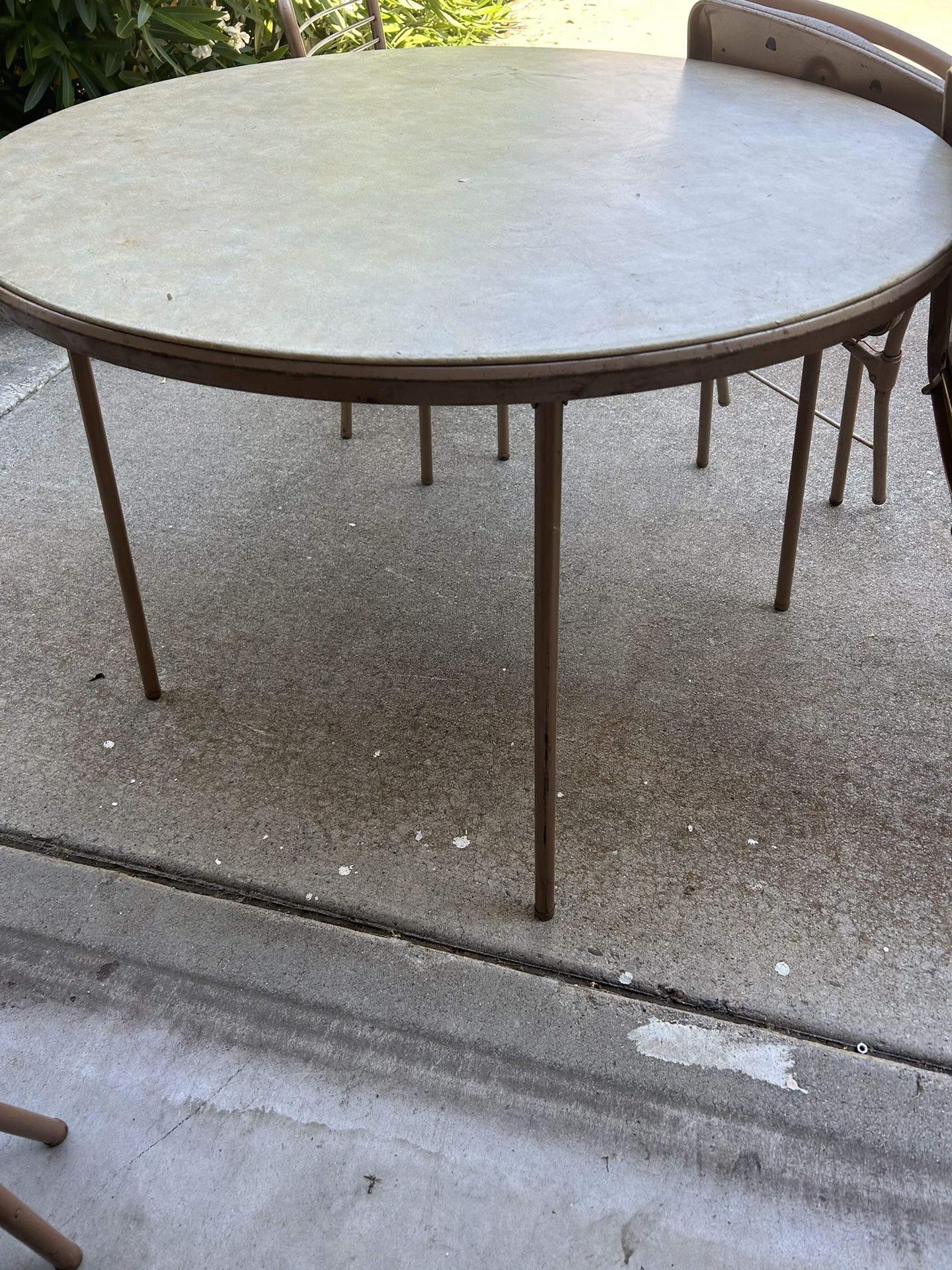 Vintage Cosco, Round Folding Table With Four Folding Chairs