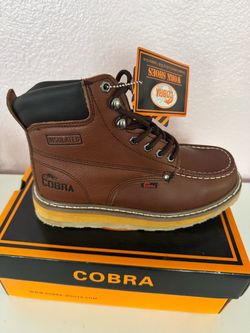 Cobra Boots Brown Leather Moc Toe Work Boots, model C27M, see description for available sizes