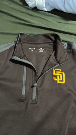 Men’s  2XL San Diego Padres ANTIGUA 1/4 Zip Pullover Jacket Brown Grey Yellow