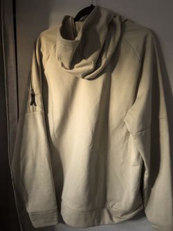 Nike Men’s L Beige Pullover Hoodie Hooded Logo Kangaroo Pocket Drawstringe