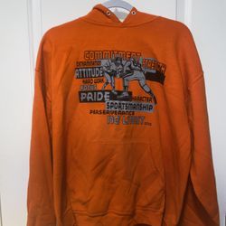 MENS HEAVY WEIGHT ORANGE FOOTBALL HOODIE