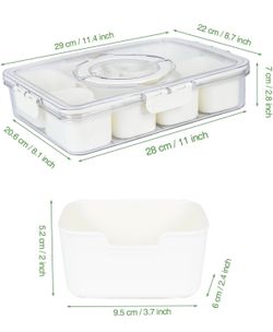 2Pcs Divided Serving Tray with Lid and Handle