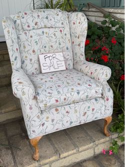 Wingback Chair in custom garden upholstery