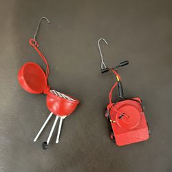 Set of Two Ornaments Grill and Lawnmower 