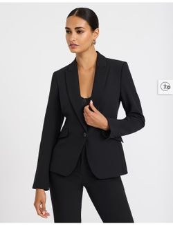 (M) The Edit or Studio Stretch Twill Fitted One-Button Blazer in Pitch Black (New)