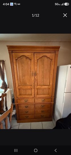 Hard Wood Armoire with Drawers