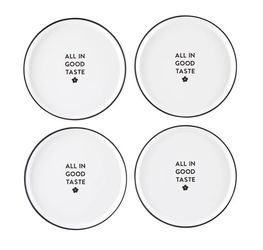 Set of 4 Appetizer Melamine Plates - All in Good Taste, NEW, $20/set or 2 sets/$30