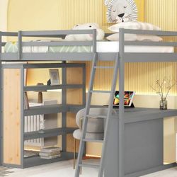 Full Size Kids Loft Bed With Desk