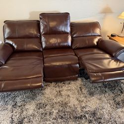 La-Z-Boy Leather Recliner Sofa, Power Headrests & Legs, Lazy Boy