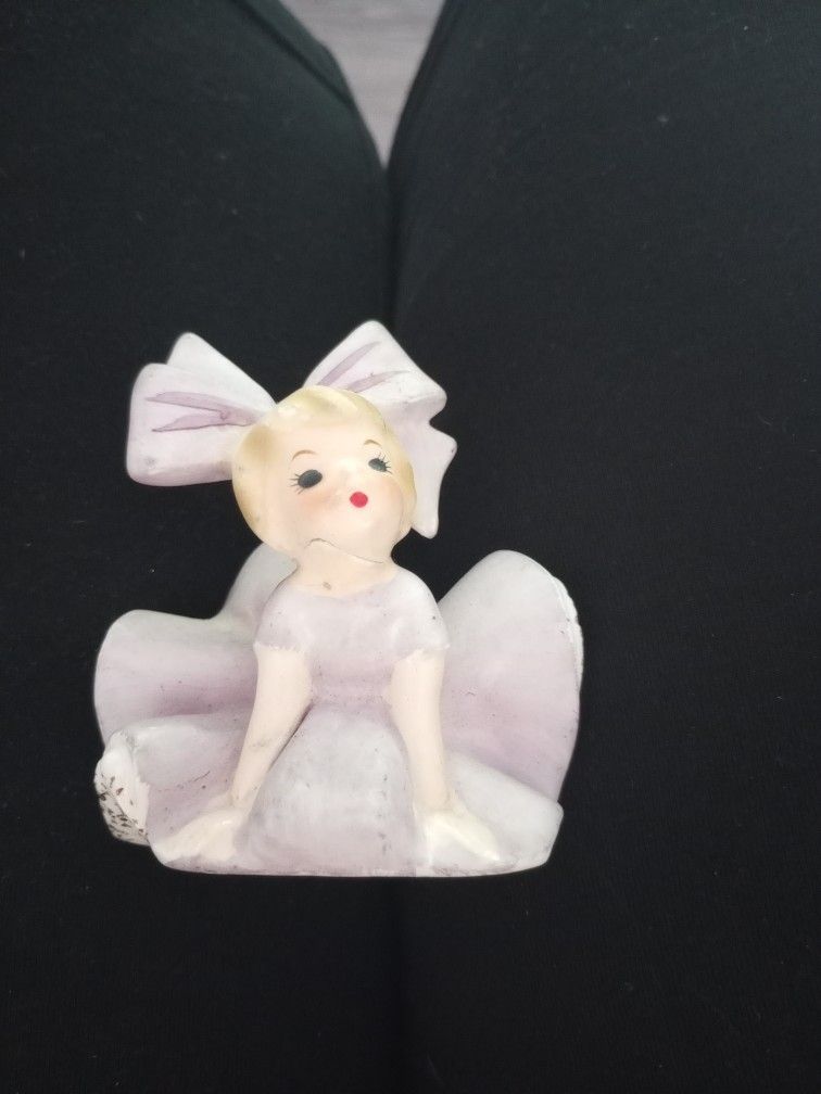 Vintage Inarco Bow Bloomer Girl, Bloomer Girl, Violet Bow Girl Inarco Collectibles, Figurine