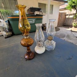 3 Vintage Oil Lamps 