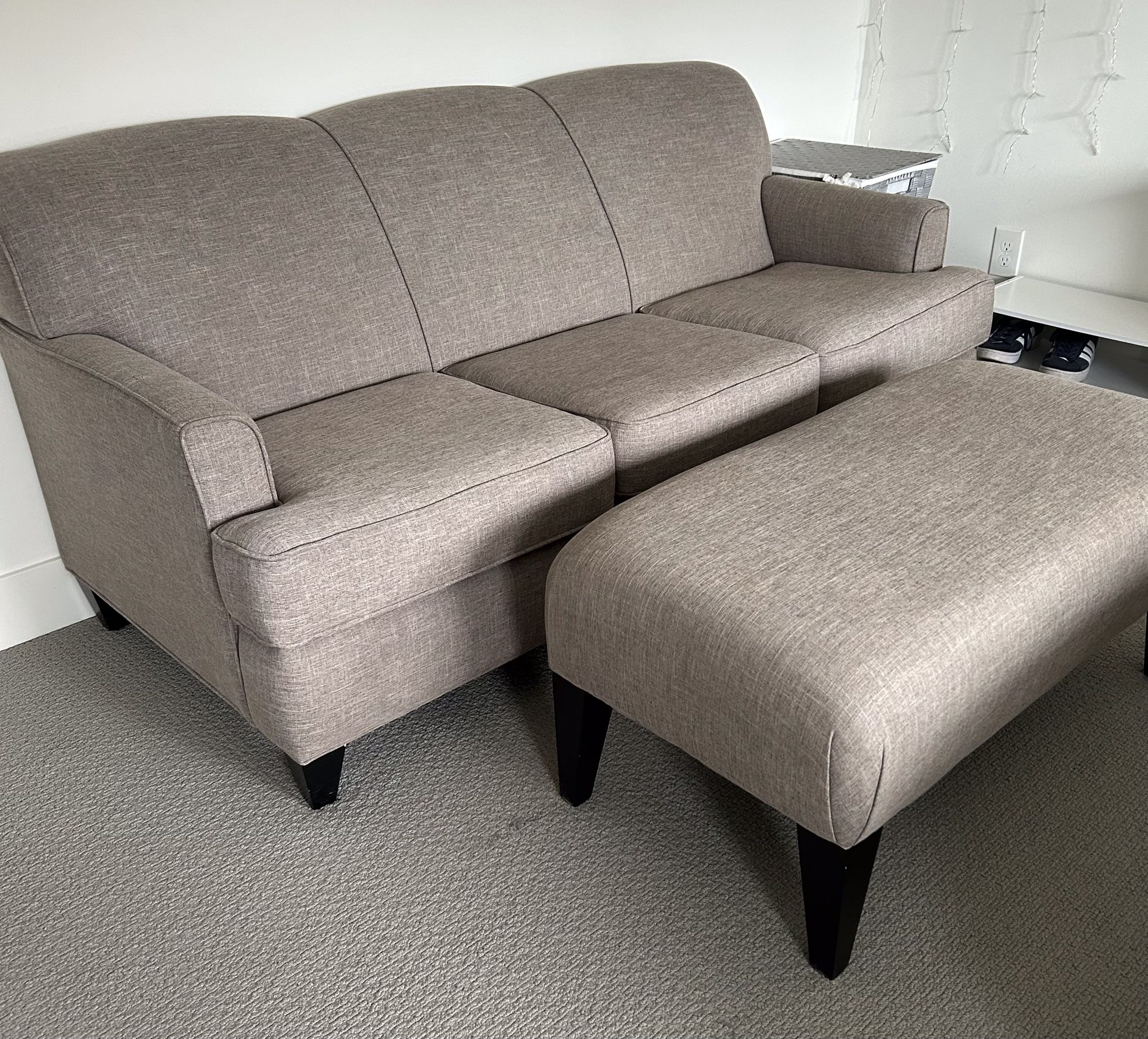 Grey Couch Sofa And Ottoman