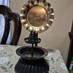 Antique Cast Iron candle Lamp Holder with Brass Reflector