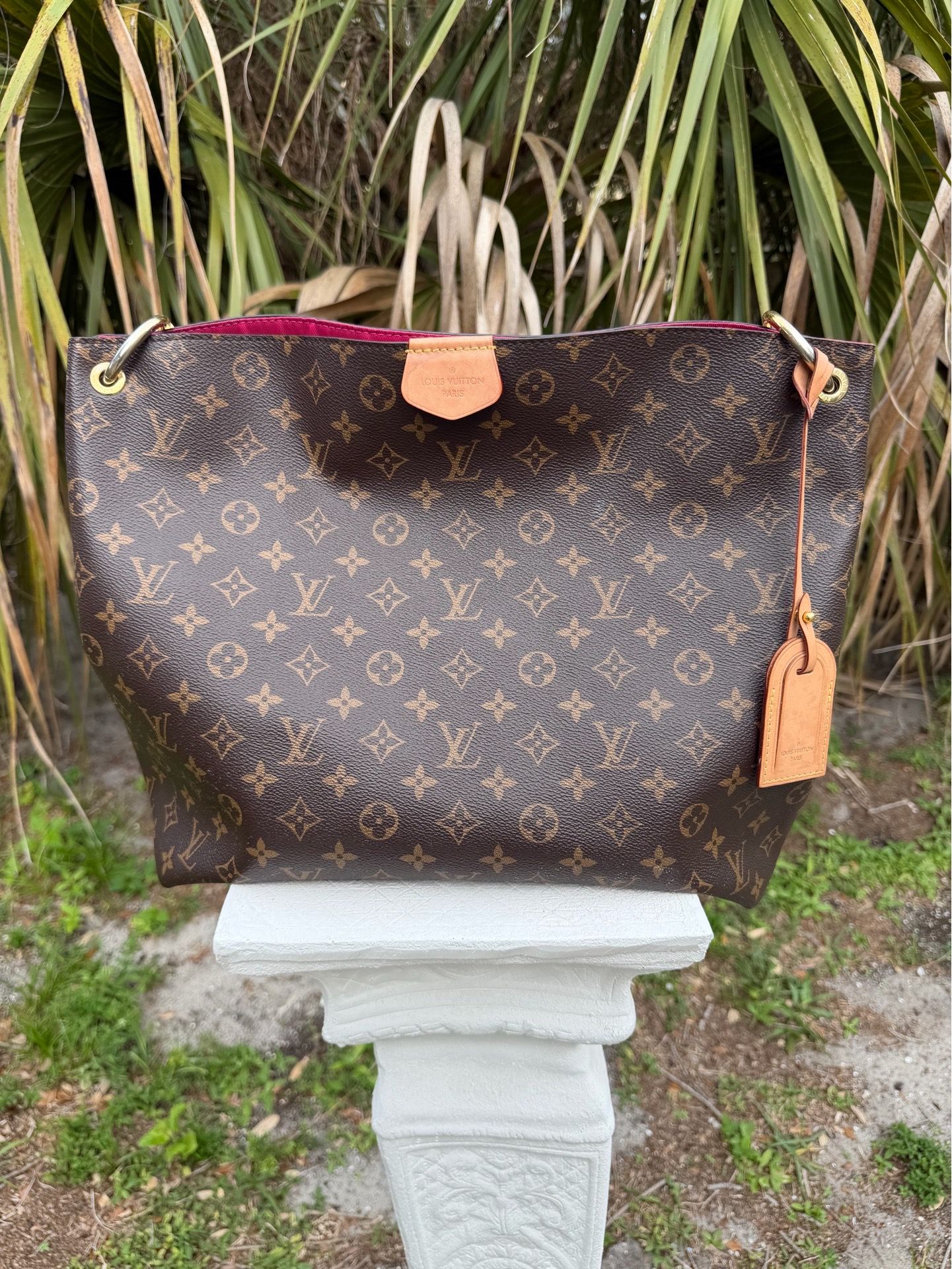 Authentic Louis Vuitton Graceful Hobo Monogram Canvas Shoulder MM Bag W/Dustcover