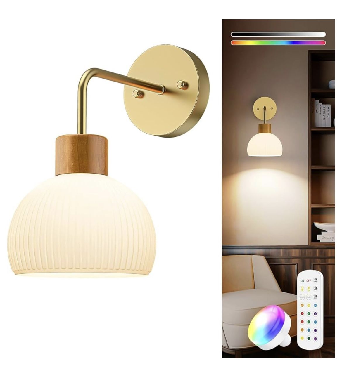 Brand New : Glass Battery Operated Wall Sconces