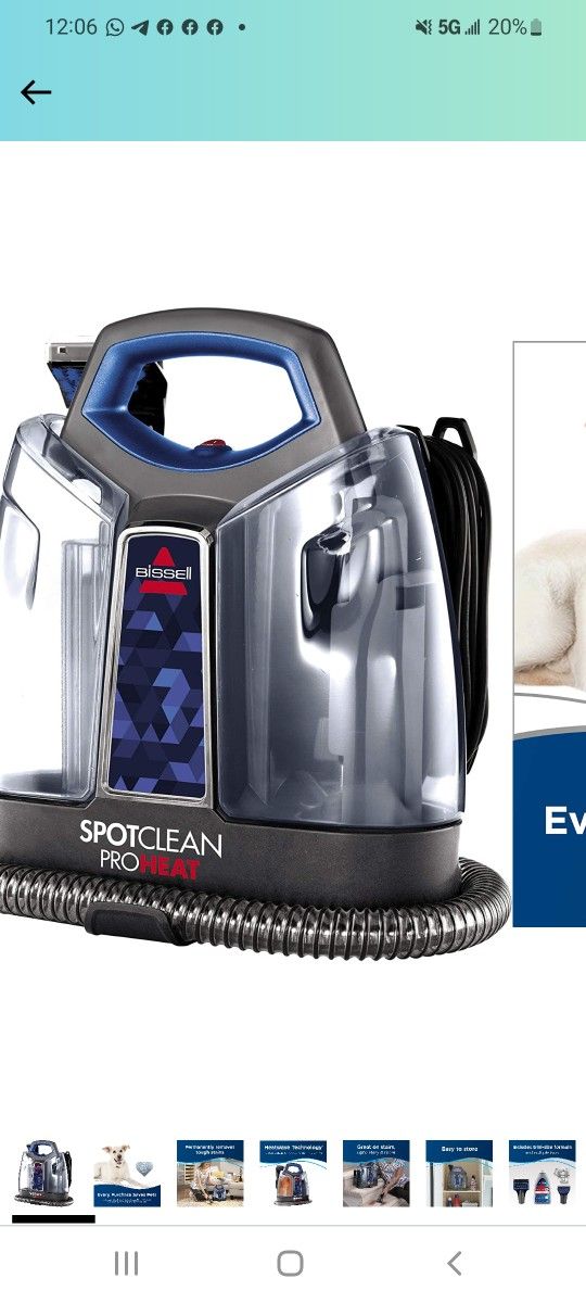 Bissell SpotClean ProHeat Portable Spot and Stain Carpet Cleaner, 2694, Blue
