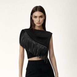 Brand New Women’s Fringe Suede Top Size 4 (still sealed in box !)