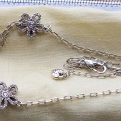 Brighton Silver-Tone Floral Necklace with Rhinestones