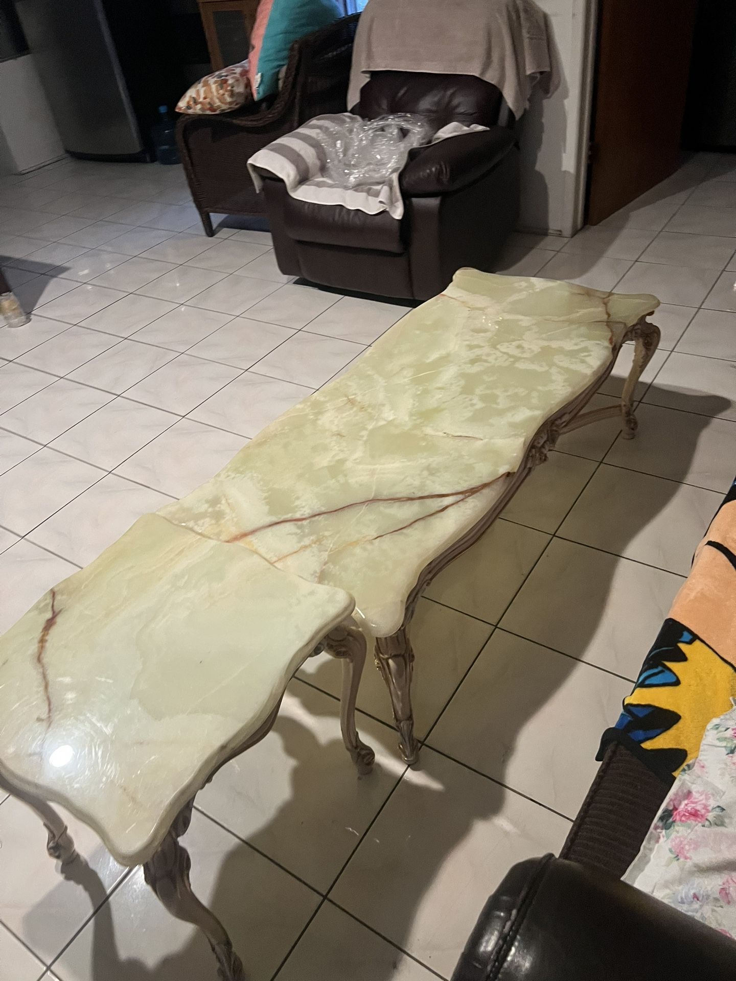 Set Of 3 Victorian Style Marble Table