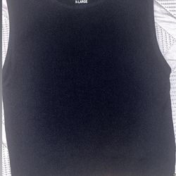 Faded Rose Black Top with Rhinestone Fringe, XL.