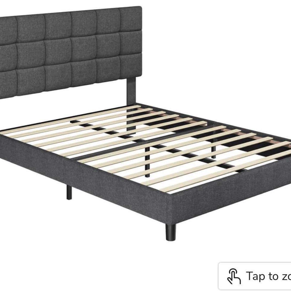 Q109 Modern Platform Bed Frame, Dark Gray 