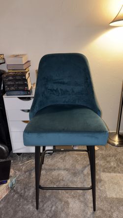 Velvet Turquoise Teal Blue Chair Bar Stool