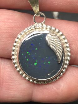 8937 Large Australian Black Opal Gemstone Lighting Ridge Blue/Green&Red Pinfire Flash pattern on Black gem 12.9ct 20x20x5mm Pendant Necklace