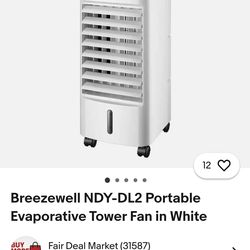 Breezewell NDY-DL2 Portable Evaporative Tower Fan in White