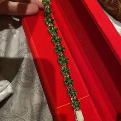 Chrome Diopside Floral Bracelet - 7.25” - brand new! 