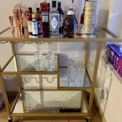 Estelle Step Tier Metal and Glass Bar Cart - Inspire Q