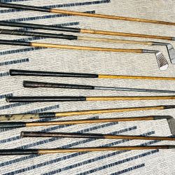 Golf Clubs Wood Shaft Antique Collectible 