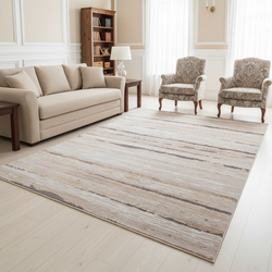 Flax Stain-Resistant Stripe Area Rug