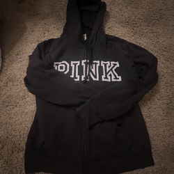 Black pink zip up hoodie