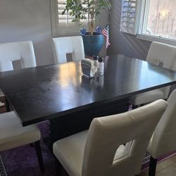 Modern Black Wood Dining Table – 66” x 66” (Chairs Optional) Pick Up Only