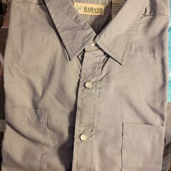HABAND men Dressy L Sleeve Snap Front Shirt Xlg 