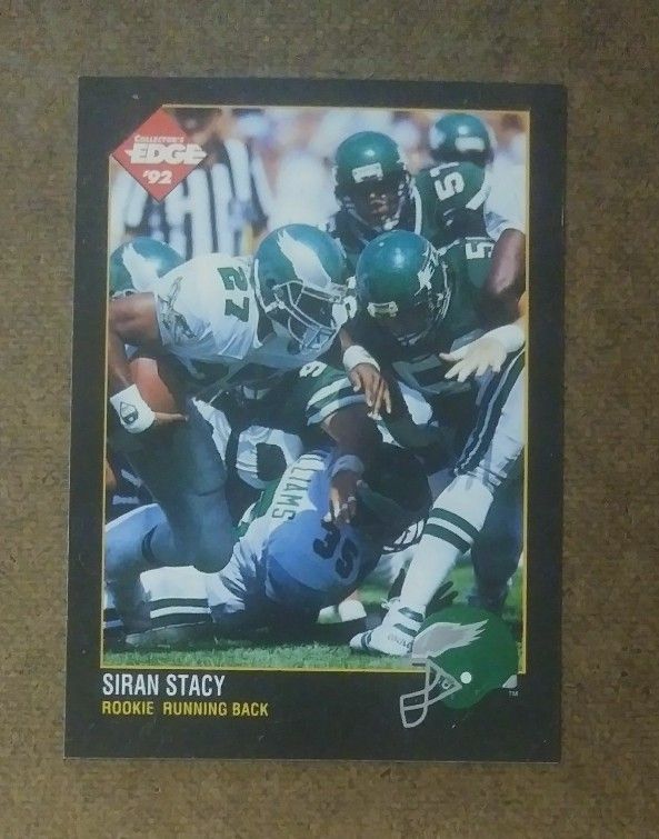 1992 Collector's Edge Siran Stacy Philadelphia Eagles #185 Rookie RC Running Back Update Football Card Collectible Vintage Sports NFL Trading Pro