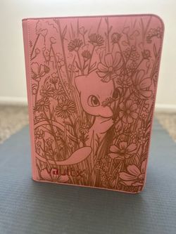 Laser Engraved Mew Floral Pokemon Binder- 360 Card Capacity- 9 Pocket Zip Binder