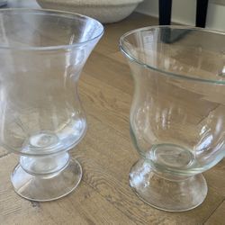 2 Pottery Barn Glass Hurricane Candle Holders
