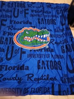 Florida Gators Blue Throw Blanket Queen 85 1/2"×84 Reversible Blue White