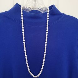 Vintage Monet White Beaded Necklace 27"